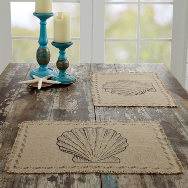 Sandy Tan Burlap Placemat Set of 6 12x18 VHC Brands - The Fox Decor